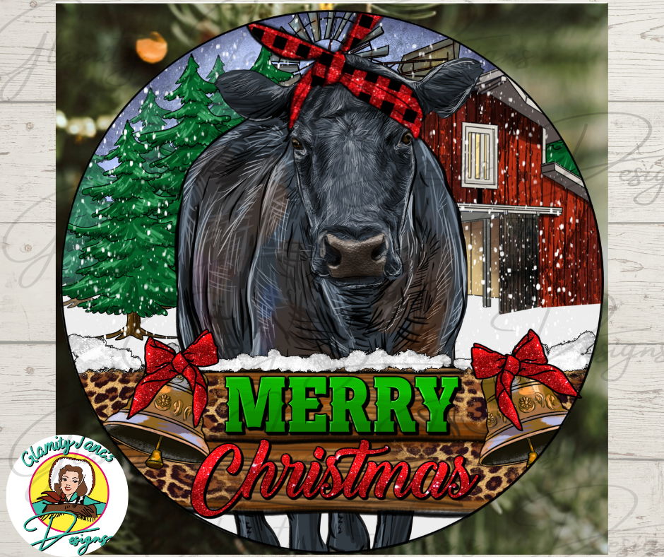 MERRY CHRISTMAS COW ORNAMENT