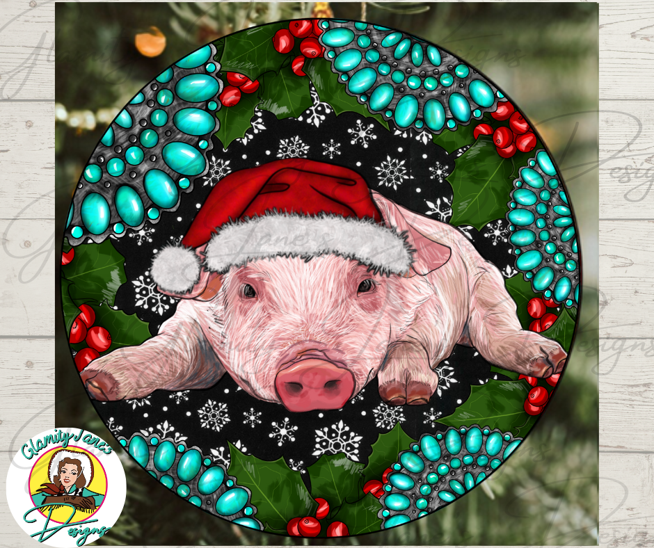 TURQUOISE PIG ORNAMENT