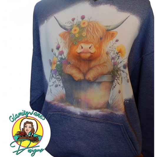 HIGHLAND COW BLEACHED CREWNECK SWEATSHIRT