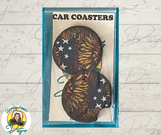 Patriotic Sunflower Car coaster