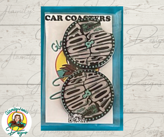 Turquoise/Tequila Gray Car coaster